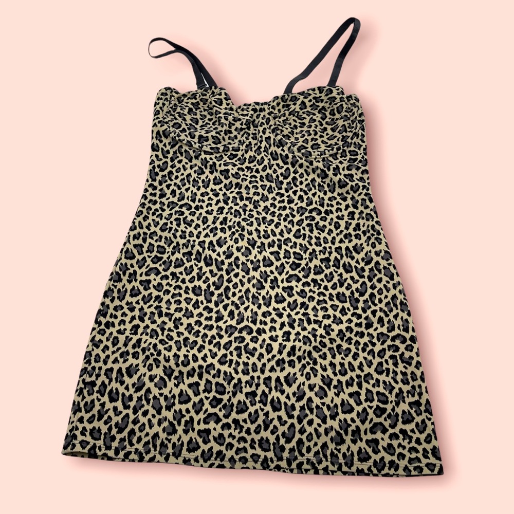 Bodyslimmers by Nancy Ganz| Leopard print body slimmer shaper dress Adj Straps